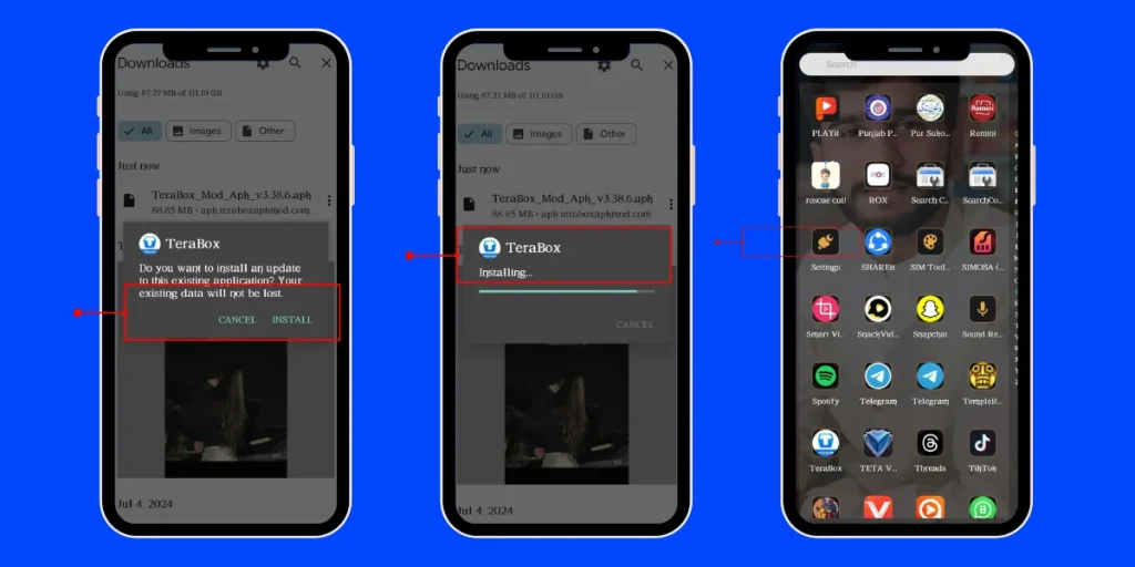 TeraBox premium Mod APK instalation steps